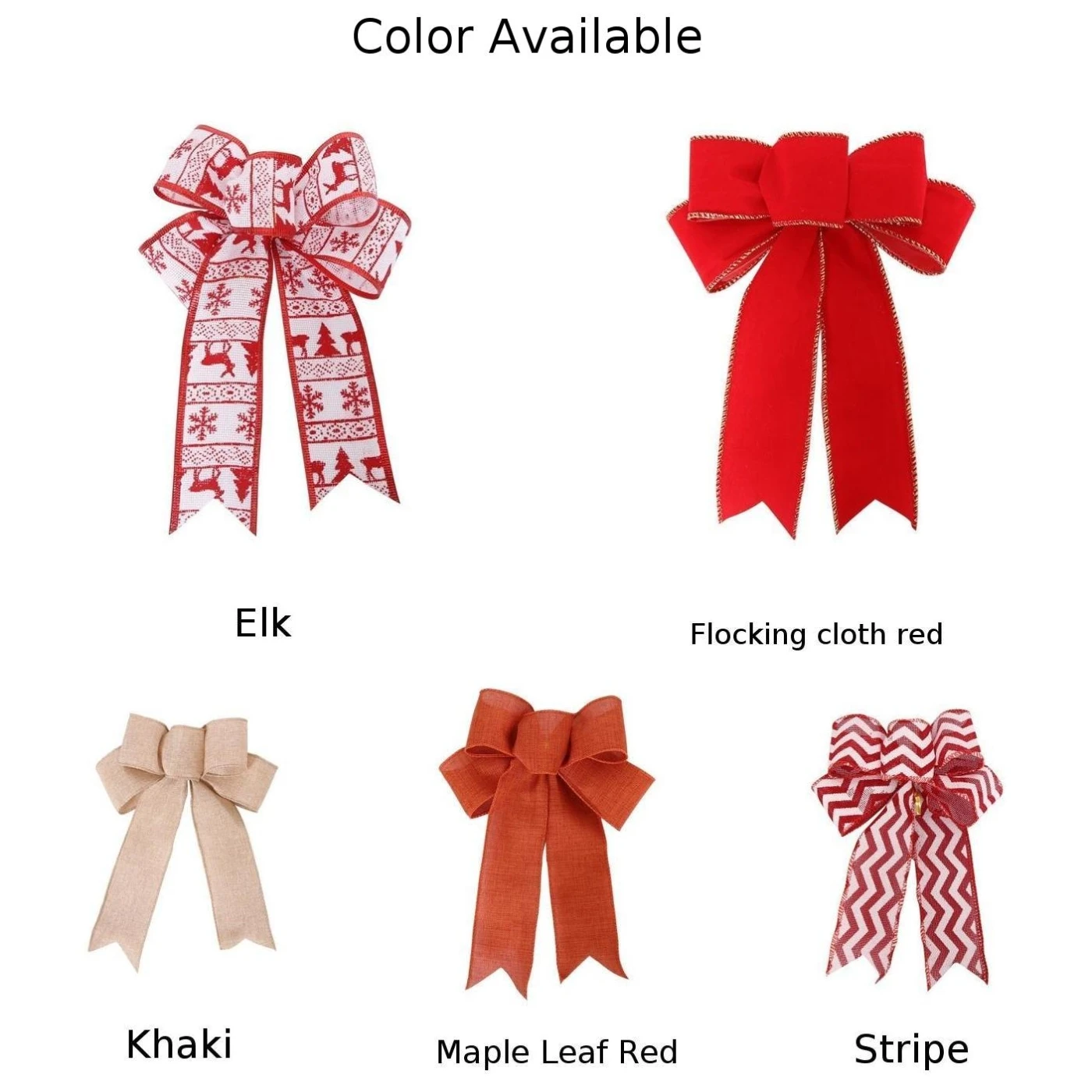 

1pc Red Bows Ribbon Bowknot Christmas Tree Party Gift Present Xmas Decorations DIY Elk Pattern Wedding Home Decor