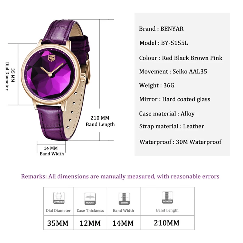 BENYAR женские наручные часы модные повседневные роскошные золотые кожаные