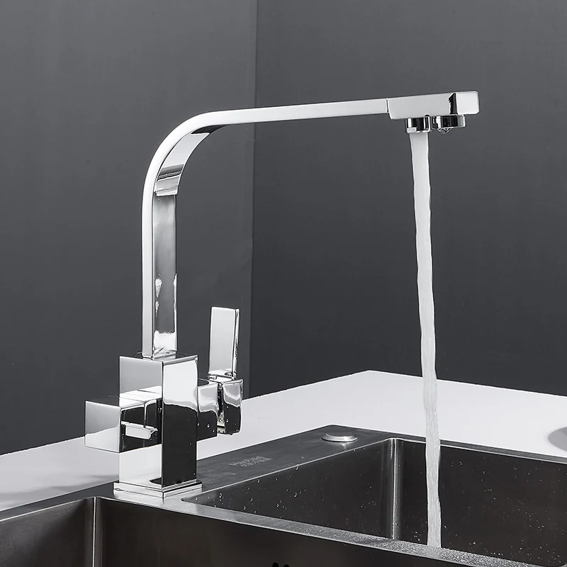 Azeta Filter Kitchen Faucets Black Brass 360 Degree Rotation Mixer Tap 3 Way Faucet Drinking Water Sink AT9638B | Обустройство дома