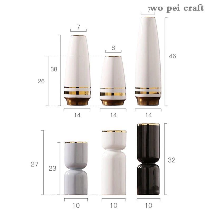 

Nordic Ceramics Vase Golden Black Glaze Porcelain Flower Vase Flower Arrangement Desktop Decor Home Decoration Ornaments