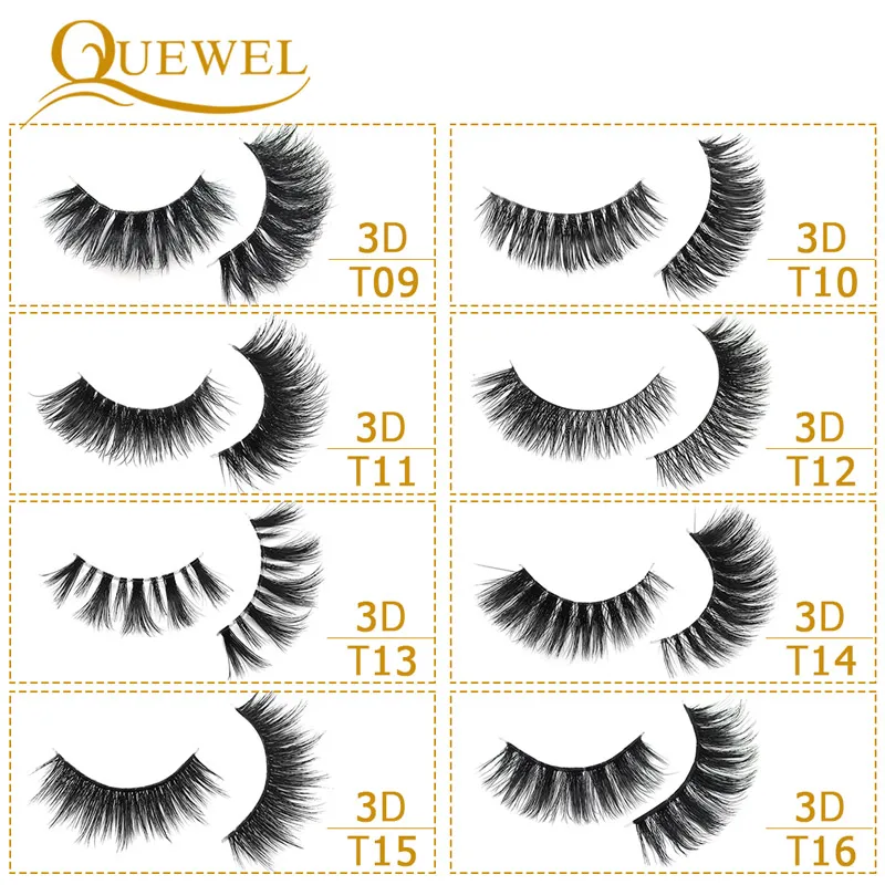 Quewel норки прозрачная полоса накладные ресницы 3D T14 ясно группа норковые