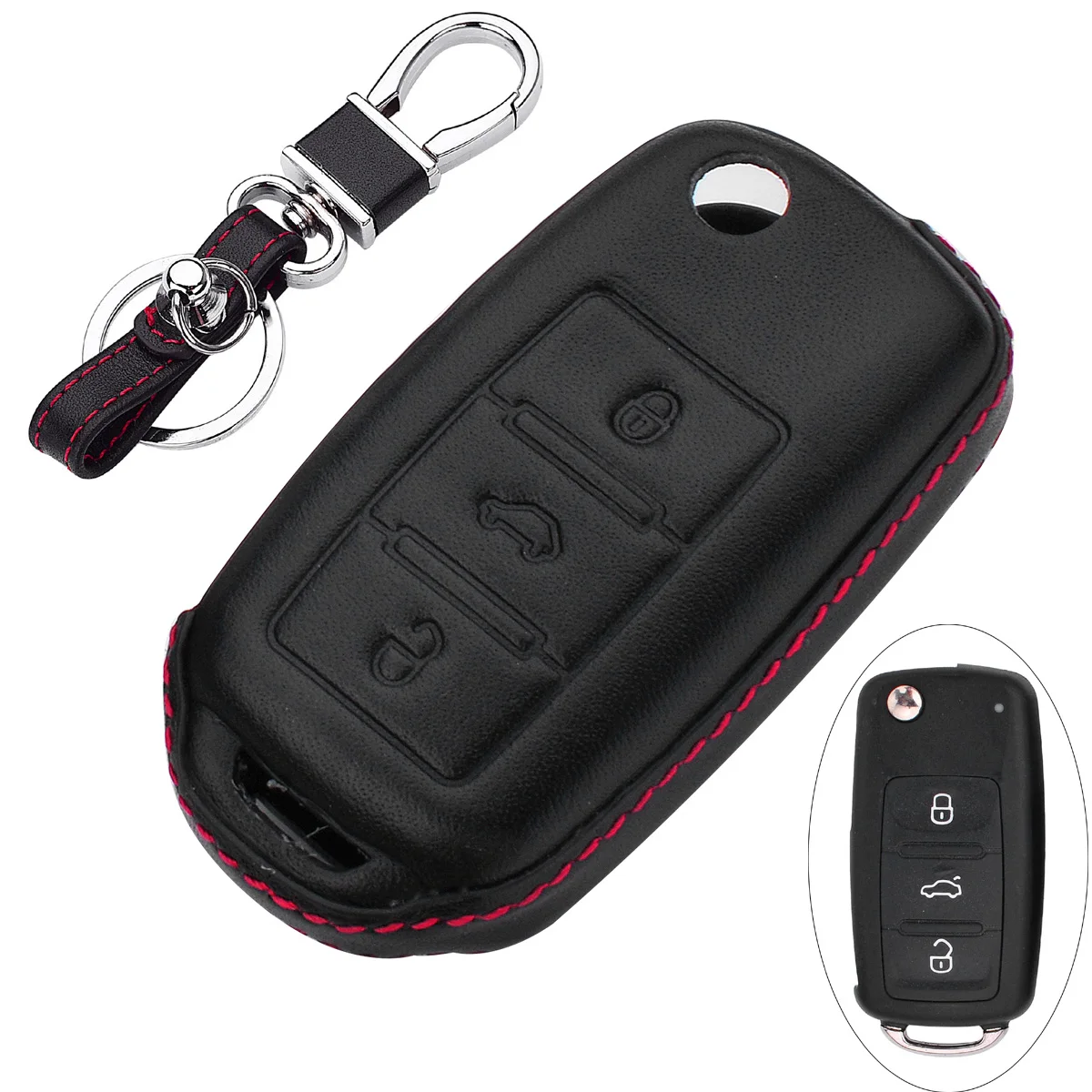 

Чехол-брелок из натуральной кожи для VW Volkswagen Tiguan Jetta Atlas Golf Passat Polo Bora