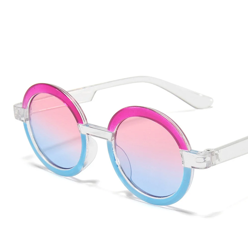 

2021 Children Cute Cartoon Sunglasses Kids Round Frame Glasses Baby Fashion Double Colors Sun Glasses Boys Girls Eyewear Goggle