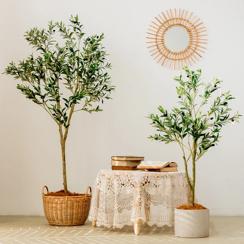 

Искусственное растение оливкового дерева в горшке, искусственный стебель оливкового листа с фруктовым деревом, большой ландшафтный растит...