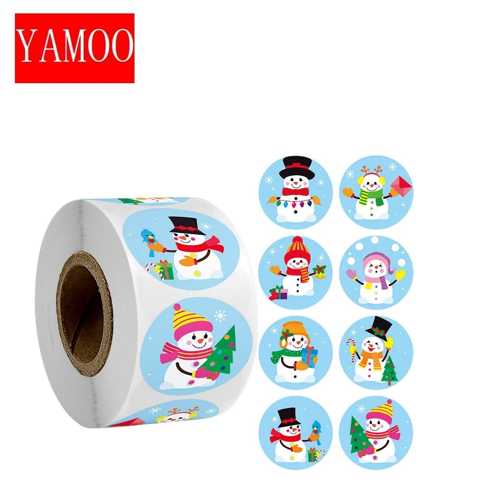 Рождественские наклейки ролл мультфильмы подарочные карты вечерние посылка