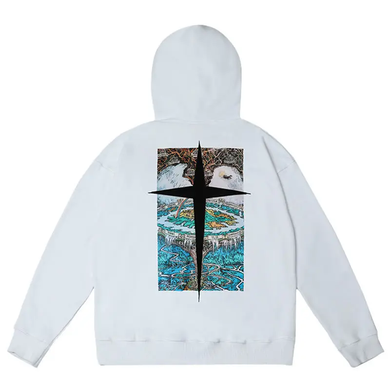 

Autumn and winter Plush colorful printing long sleeve coat loose couple's sweater