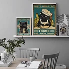 Декор для дома, постер с изображением психической черной кошки, не скажите мне, что делать, художественный принт, винтажный, готов повесить, смешной, кухонный, художественный постер для рисования
