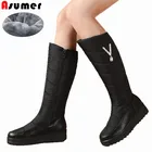 Женские сапоги на меху ASUMER, до колена, на платформе, на молнии, зимние, 2021