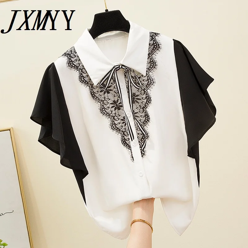 

JXMYY Fashion размера плюс женская летняя Новинка 2021 стильная женская универсальная рубашка с подбором цветов тонкая и удобная