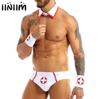 mens lingerie doctor nurse sexy cosplay role play costumes outfit set fancy clubwear jockstraps briefs with collar and cuff