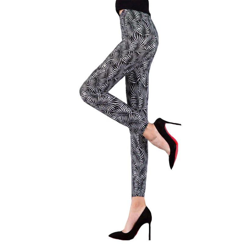 

Fashion Women Pants Floral Printed Stretch Fitness Leggings Women Exercise Female Elastic Leggins Push Up Trousers