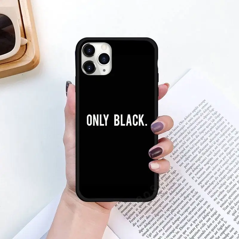 

Color text on a black background Phone Case for iPhone 11 12 pro XS MAX 8 7 6 6S Plus X 5S SE 2020 XR Luxury brand shell