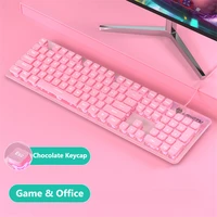 girl pink 104 keys gaming keyboard usb wired mute keyboard with led backlitght for pc laptops computer gamers