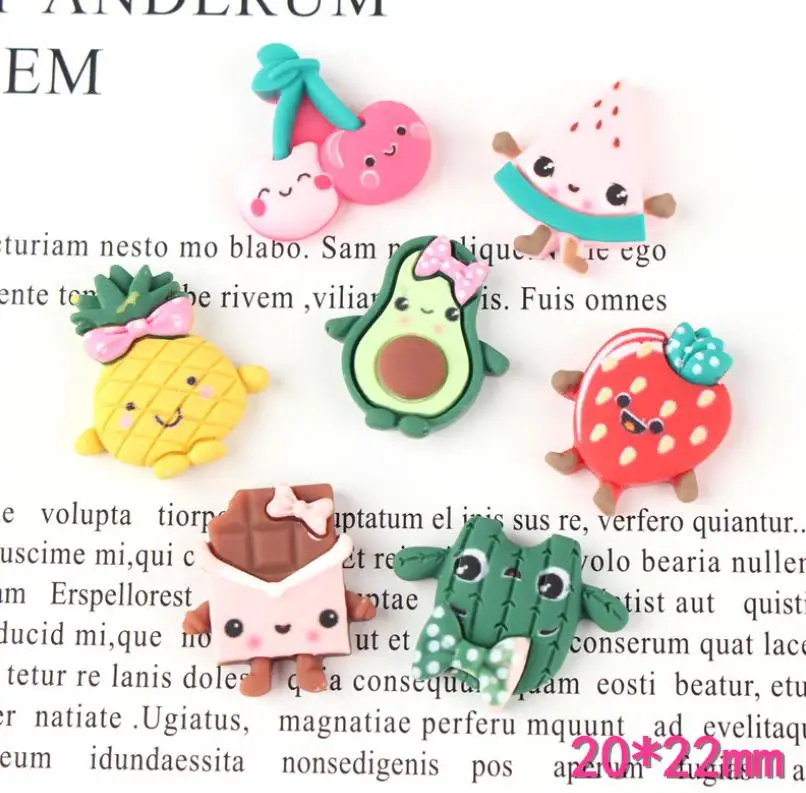 Оптовая торговля! Kawaii каучук мультфильм фрукты поделки плоская спина Кабошон