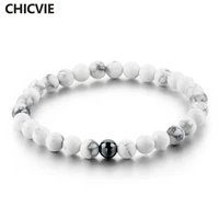 melihe boho black white natural stone beads bracelets bangles handmade women strand femme men jewelry bracelet sbr160117