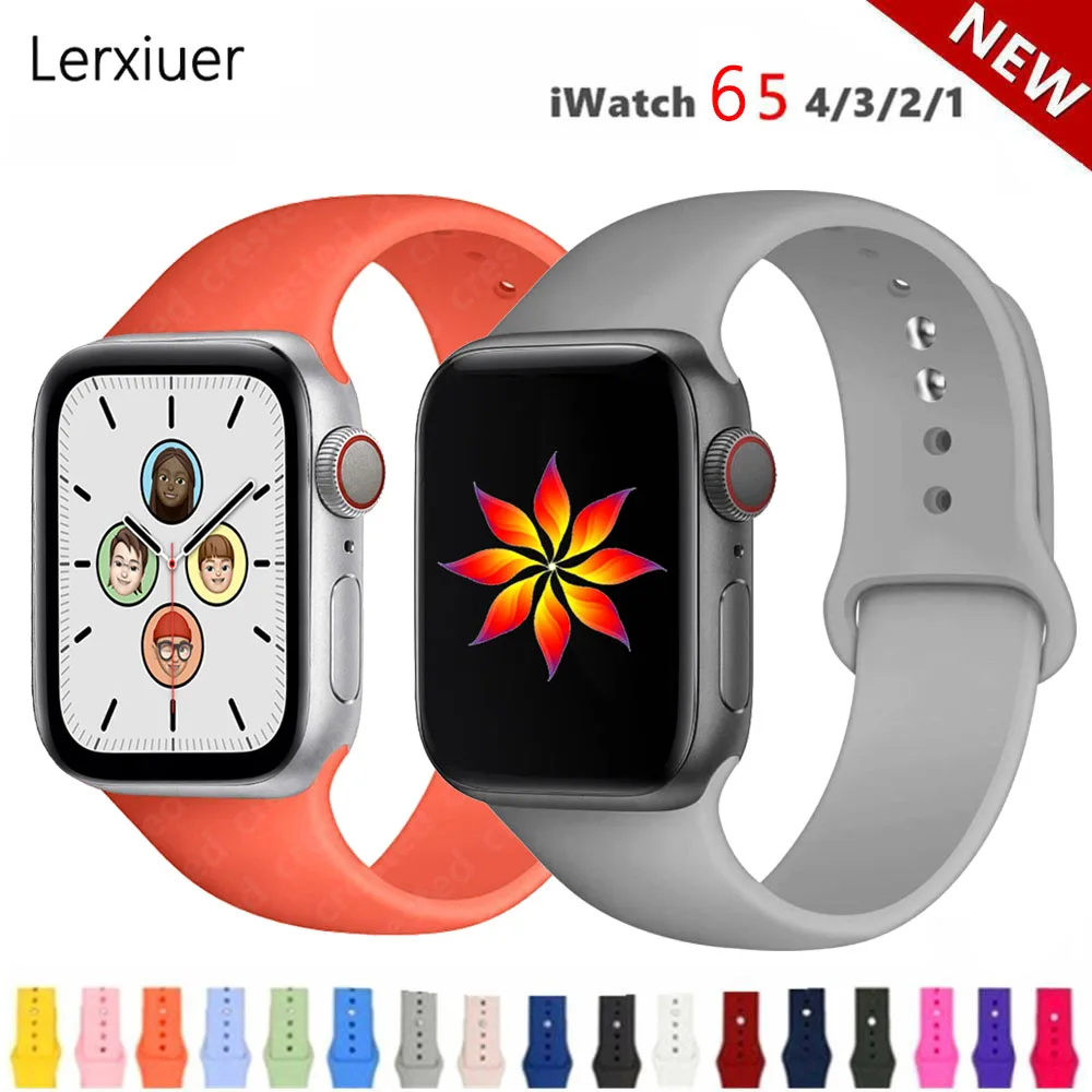 

Silicone Strap For Apple Watch band 44mm 40mm 38mm 42mm Rubber wristband Sport belt correa bracelet iWatch serie 5 4 3 se 6 band