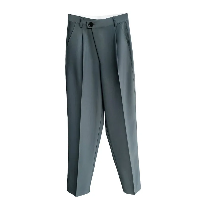 

Women's Pants Drape Sense Straight Suit Nine Minutes of Trousers Foundation Shows Thin High Waist Leisure 2021 Spring/Autumn