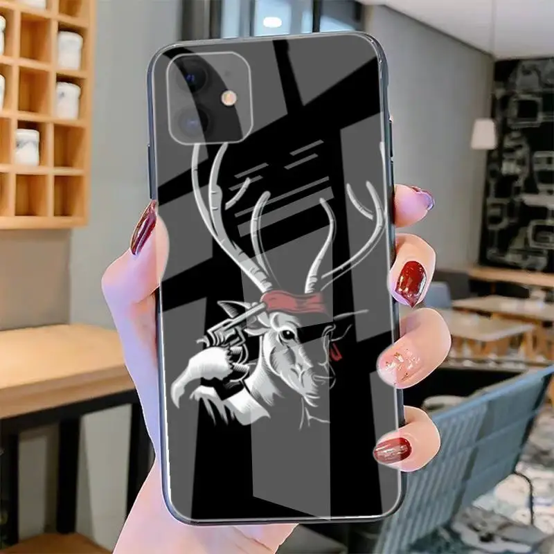 

Deer Hunting Pattern Phone Case Tempered Glass For Iphone6plus 6S 7 7plus 8 X XS XSmax XR 11 12 Pro Max 12mini