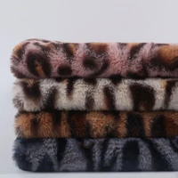 100 polyester rabbit fur printing fabric imitated rabbit fur leopard print plush clothing toy luggage fabric