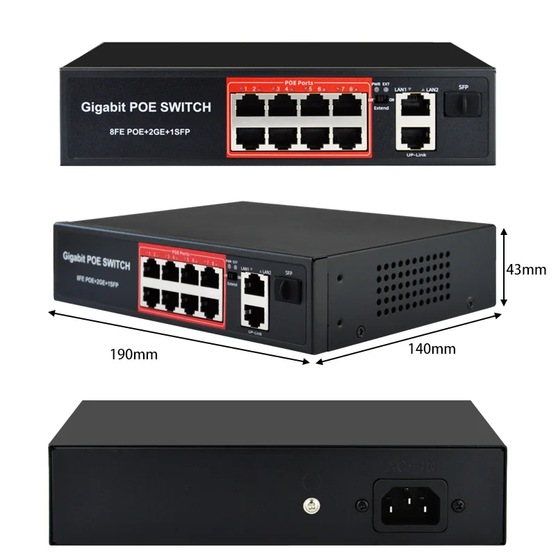 16 порт гигабитный коммутатор PoE с 10/100/1000 Мбит/с скорость передачи/Ethernet коммутатор для камер/AP со встроенным адаптером питания