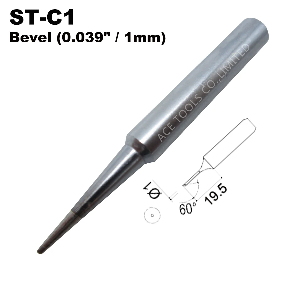 ST-C1 Bevel 1mm Soldering Tip Fit WELLER SP40L SP40N SPG40 WP25 WP30 WP35 WLC100 Replace Iron Handle Pencil Nozzle Welding Bit