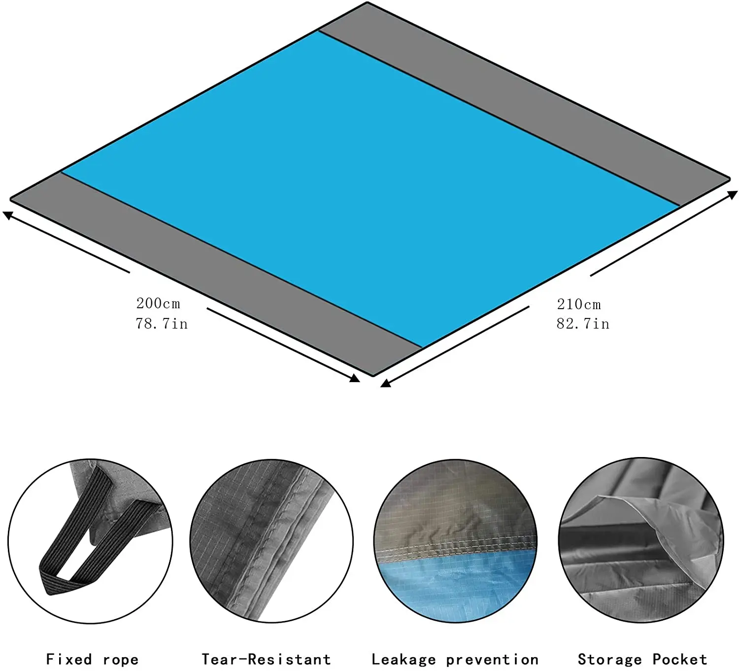 

Beach Blanket Outdoor Picnic Rug Sandproof Waterproof Large Foldable Portable Pocket Blanket For Camping Ground Travel Hiking