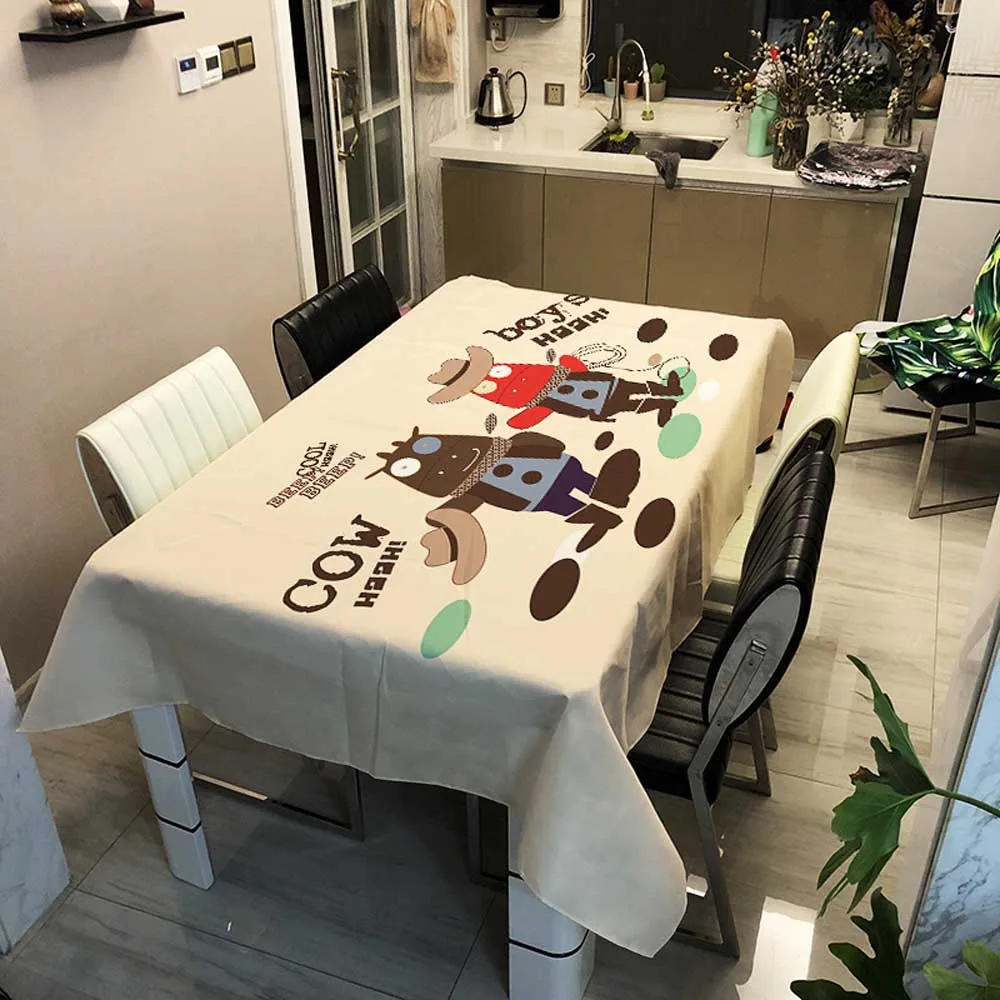 Скатерть Розовая с рисунком кошки кролика Кита покрытие стола обеденная