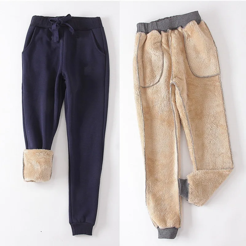 2020 женские зимние толстые кашемировые брюки из овечьей шкуры теплые