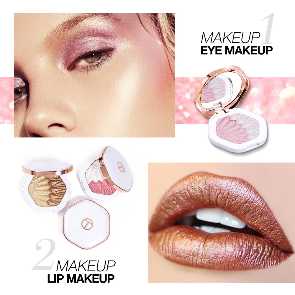 Пудра хайлайтер O.TW O.O палитра жемчужных белых розовых фиолетовых мерцающих