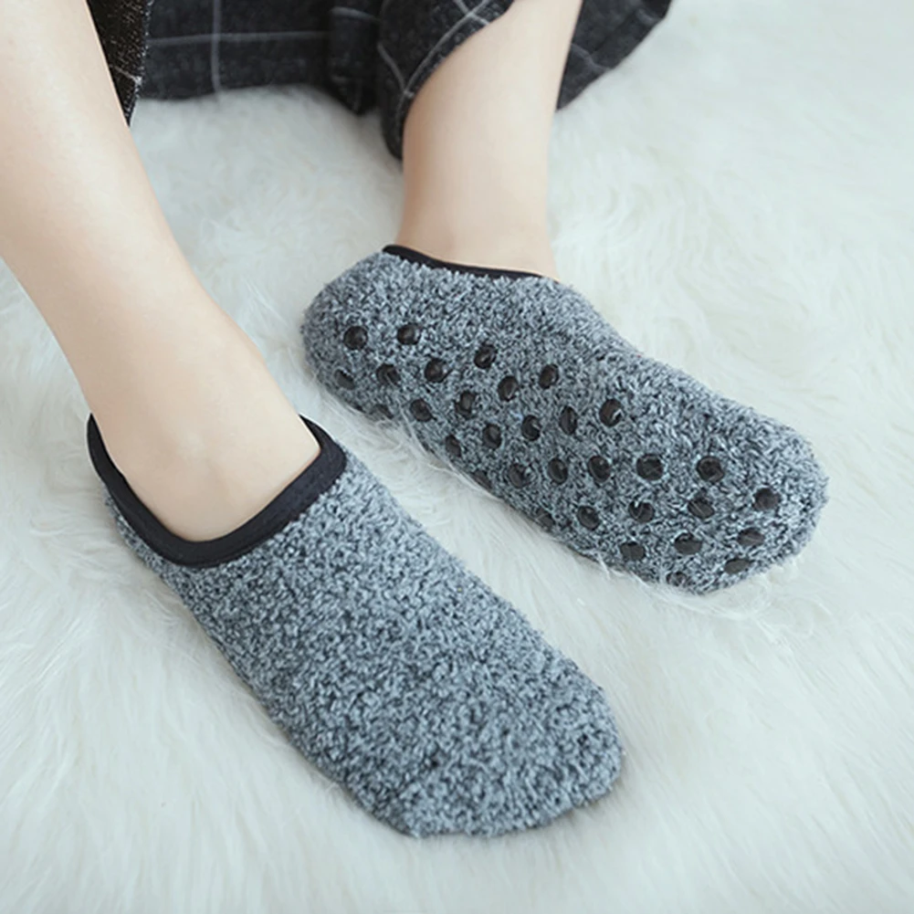 1 Pair Women Invisible Short Socks Autumn Winter Anti-slip Thermal Coral Fleece Low Cut Floor Ankle Socks Moomin носки женские