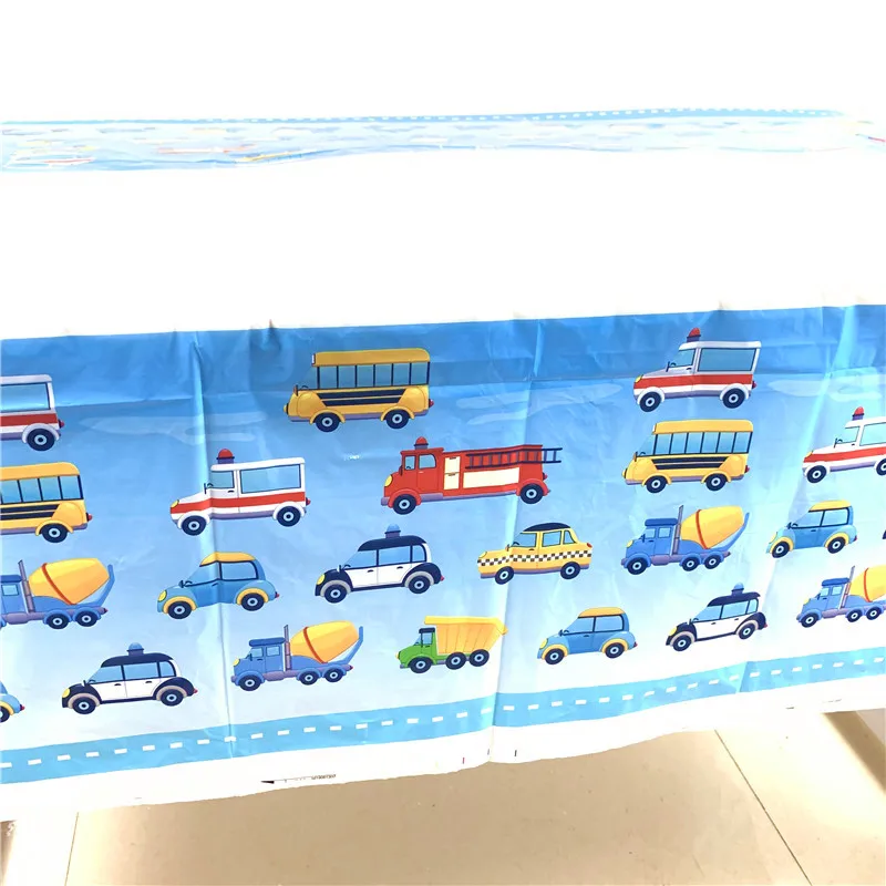 Cartoon cars Tablecloth Construction vehicle party Disposable Table cover for kids happy Birthday Party Supplies 1.08*1.8M | Дом и сад