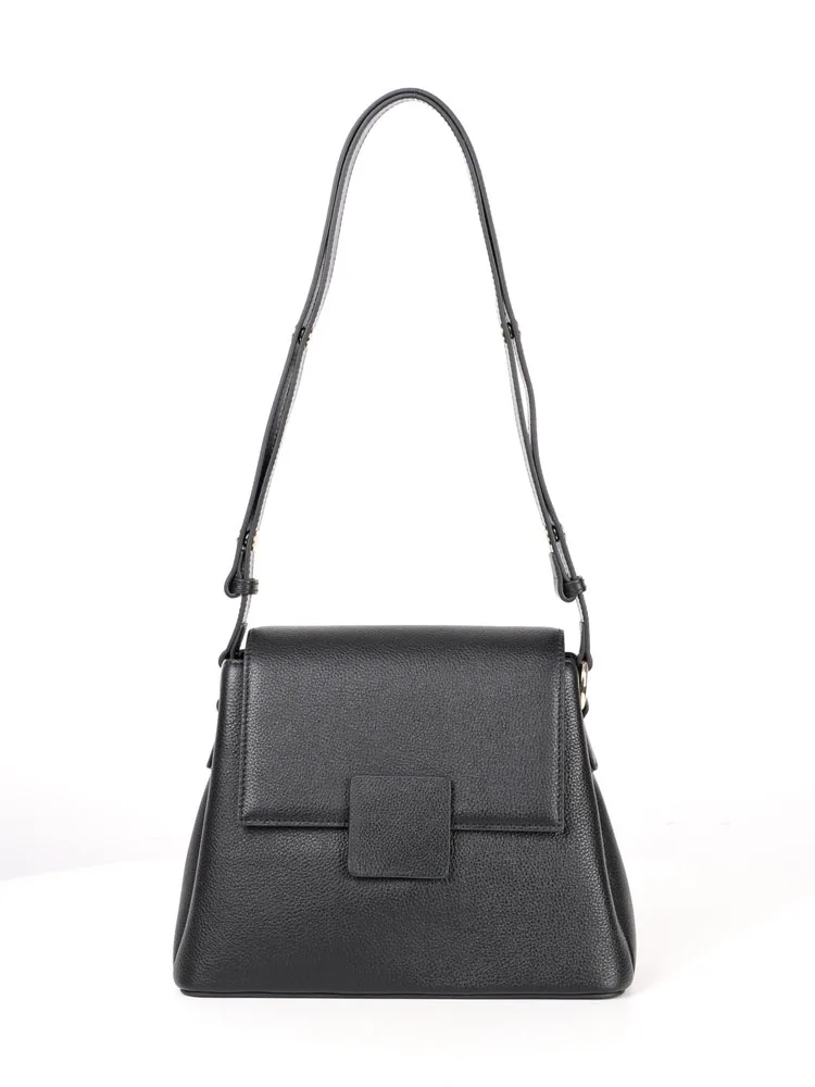 

WOONAM Women New Fashion Handbag Top Hide Genuine Calf Leather Adjustable shoulder strap Flap Satchel Shoulder Bag GB010967