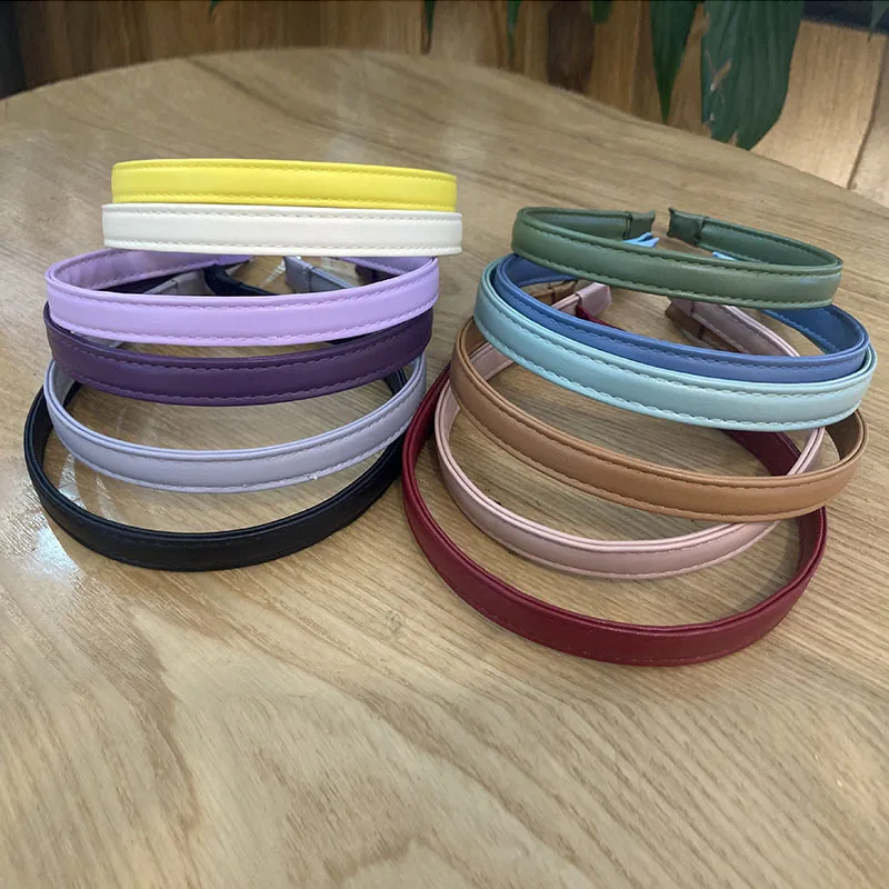 

Hair Accessories Thin PU Leather Hairbands Colorful Headband Hair Hoop Fashion Hair Bands Bezel Headdress Fashion Sweet Headwear