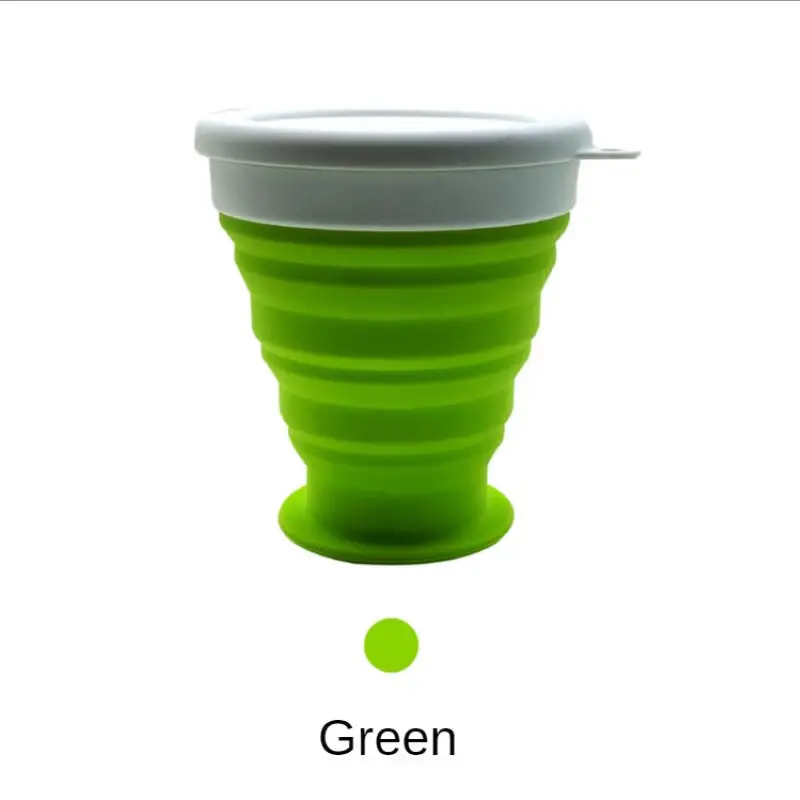 

WICK AND HIS PETS Portable Outdoor Telescopic Travel Coffee Cup Silicone Wash Cup with Cover 220ml Student Folding Drinking Cup