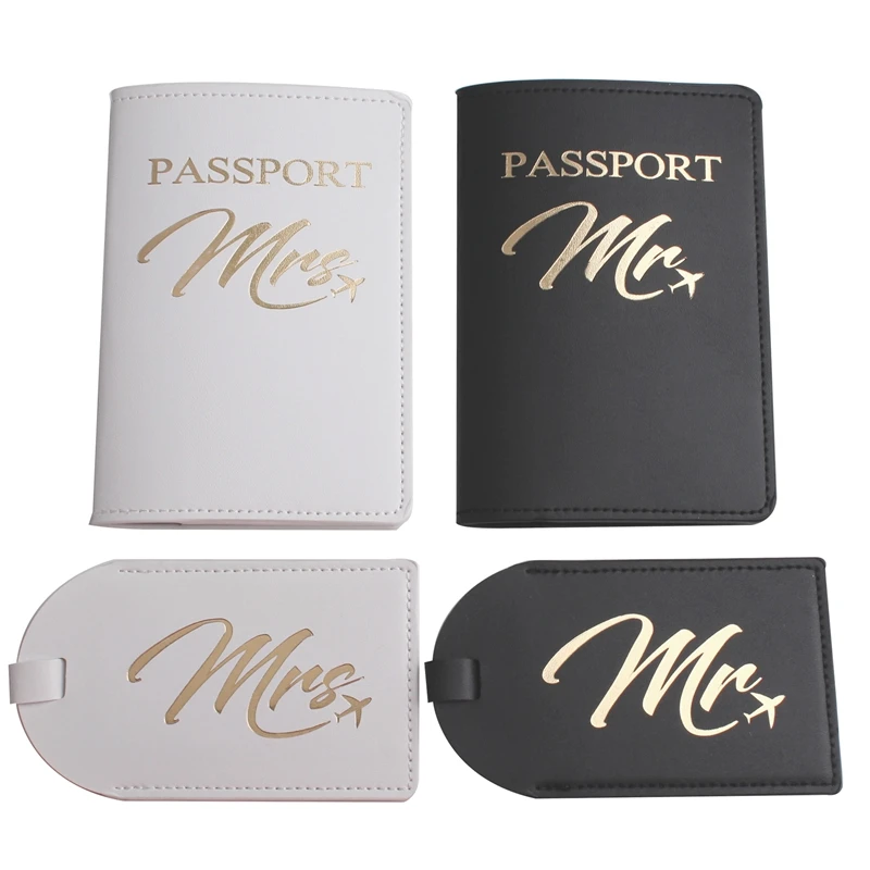 solid mr mrs passport cover luggage tag couple wedding passport cover case set letter travel holder passport cover ch26lt45 free global shipping
