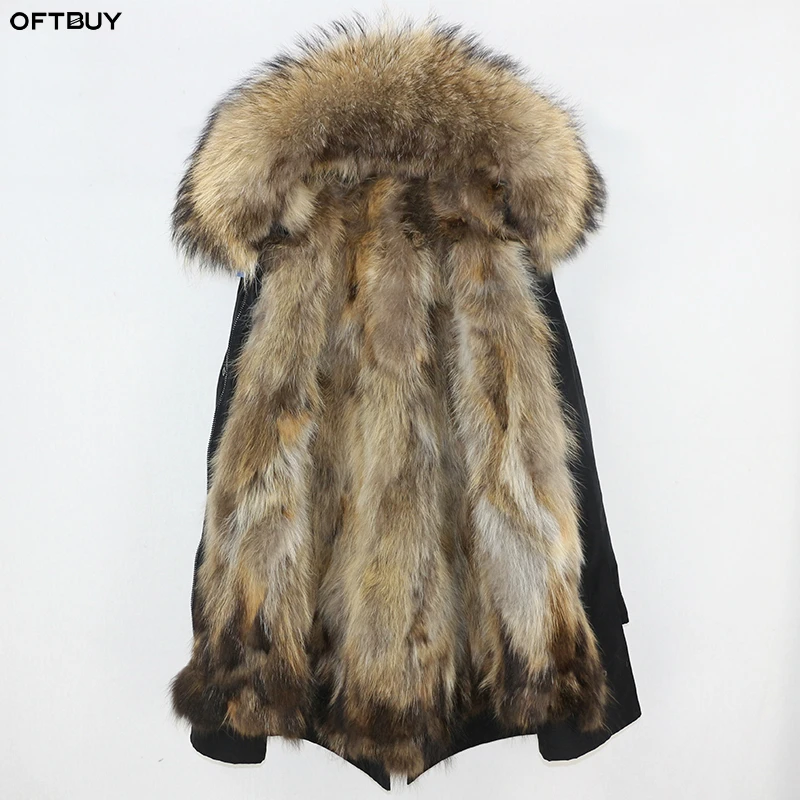 Водонепроницаемая парка OFTBUY, пальто с натуральным мехом, зимняя куртка для женщин, воротник из натурального меха енота, подкладка из лисьего меха, теплая плотная уличная одежда