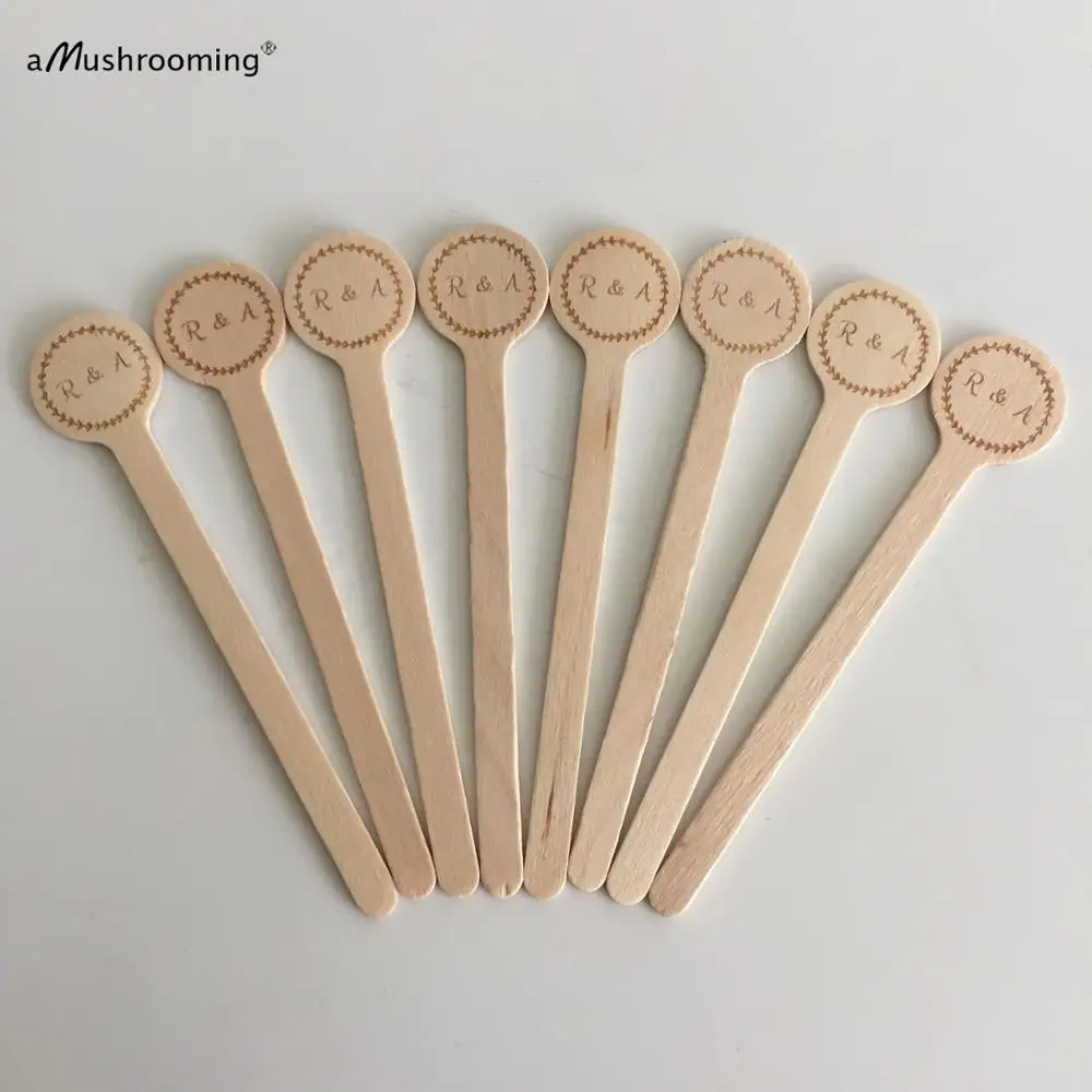 

100 pcs Laser Engraved Creative Ice Cream Sticks Party Ice Sticks Wedding Bridal Shower Engagement Personalized Names Initials