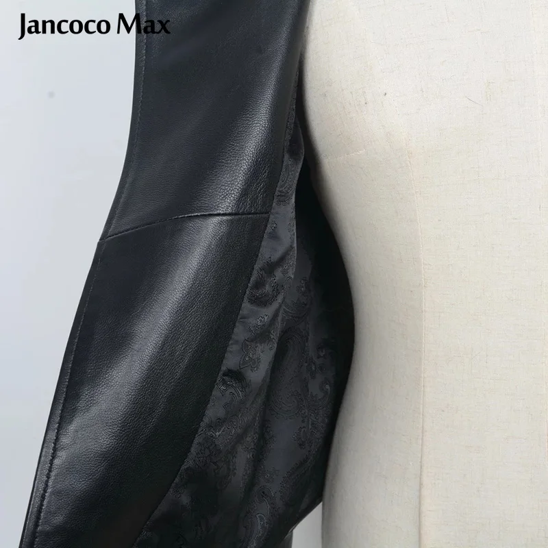 Jancoco Max Новые популярные Короткие куртки женские пальто из натуральной кожи с