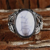 new silver ring classic refined temperament mens retro inlaid zircon hand jewelry engagement item