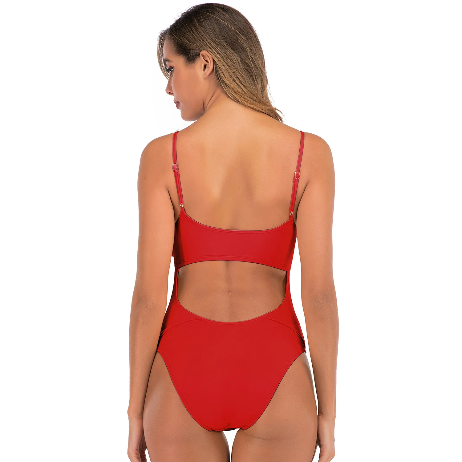 Женский слитный купальник из нейлоновой ткани красный розовый желтый с