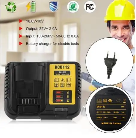 Хорошее качество DCB112 li ion зарядное устройство для Dewalt 10 8 в 12 В 14 4 18 Dcb101 Dcb140 Dcb105
