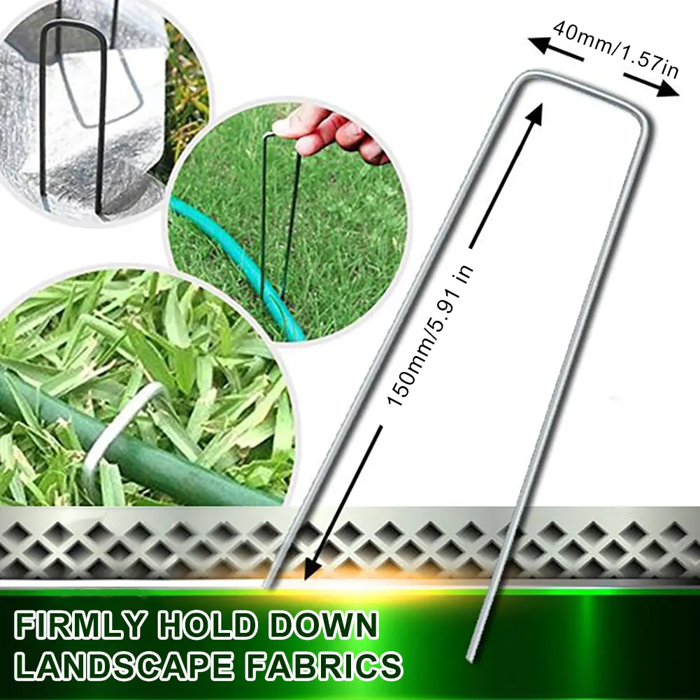 

Gardening U-shaped 50pcs Nail Lawn Fixer Anti-rust for Fix Weeds Fabric Galvanized Steel Garden Stakes Staples Securing Pegs