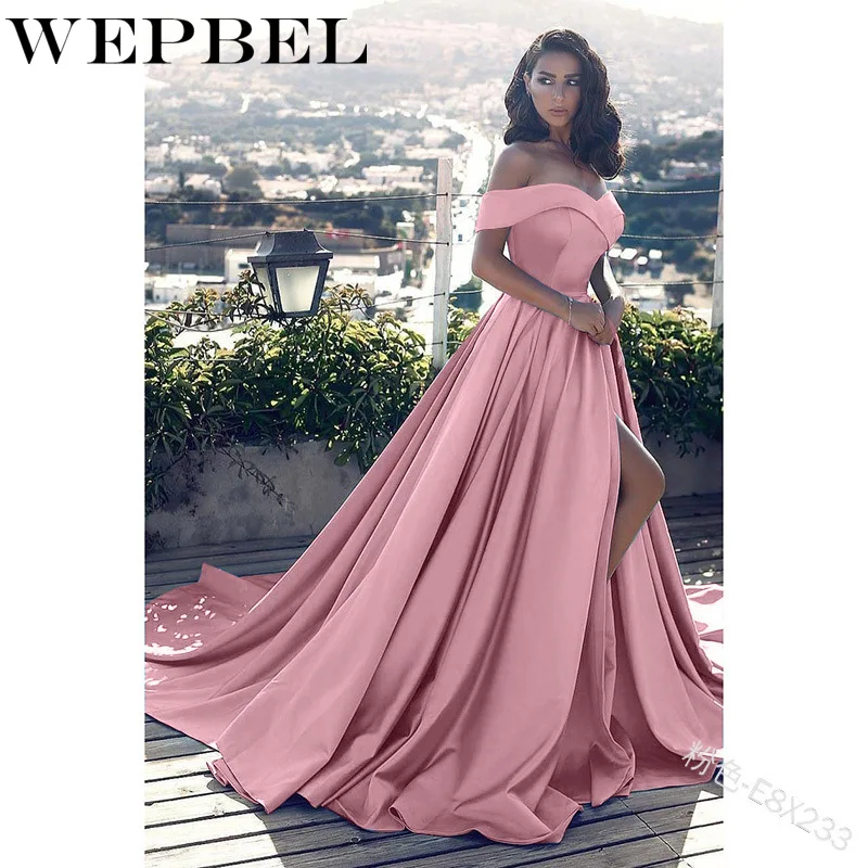 Женское вечернее Макси-платье WEPBEL Элегантное Длинное платье с открытыми плечами