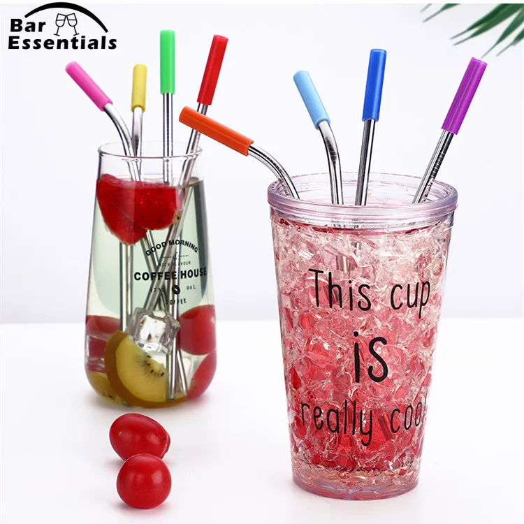 6 шт./компл. многоразовые трубочки из нержавеющей стали прямые изогнутые для