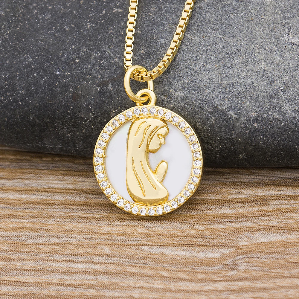 

AIBEF Top Quality Classic Gold Hot Sale Virgin Mary Necklace Church Christian Prayer Jesus Religion Collier Charm Jewelry Gifts