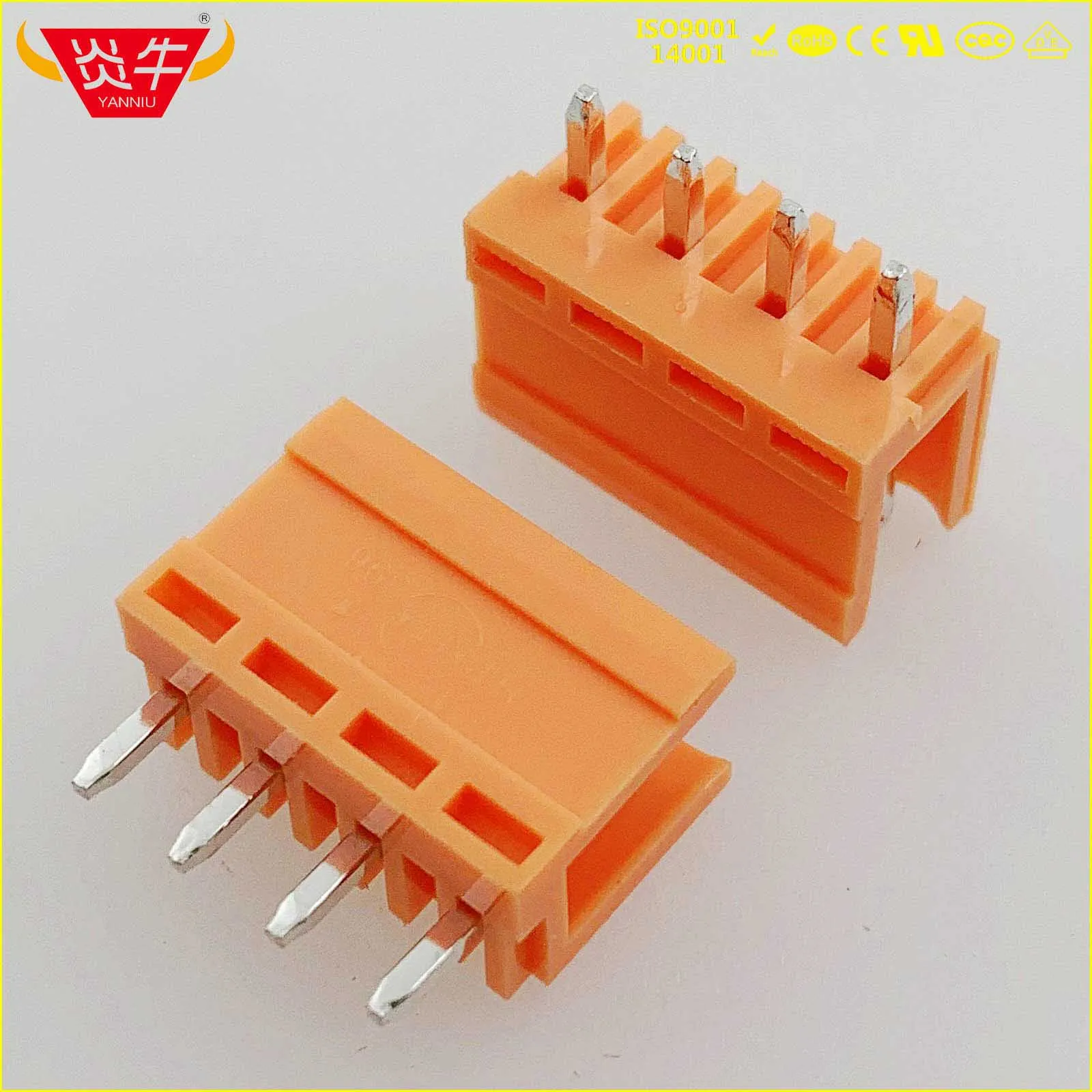 HT396V 3,96 2P~ 12P разъем печатной платы штепсельный Блок 15EDGVC 3,96 мм 2PIN~ 12PIN оранжевый проводной терминал Феникс контакт KEFA - Цвет: HT396V-3.96-4P