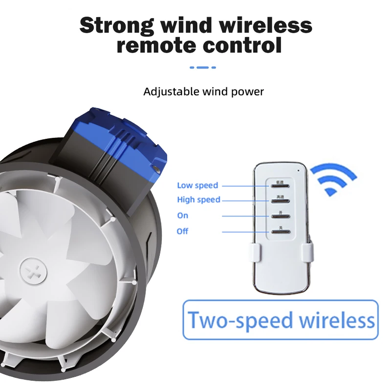 4inch Remote Control Exhaust Fan Wireless Silent Waterproof Home Inline Pipe Channel Duct Bathroom Ventilation Range Hood Toilet |