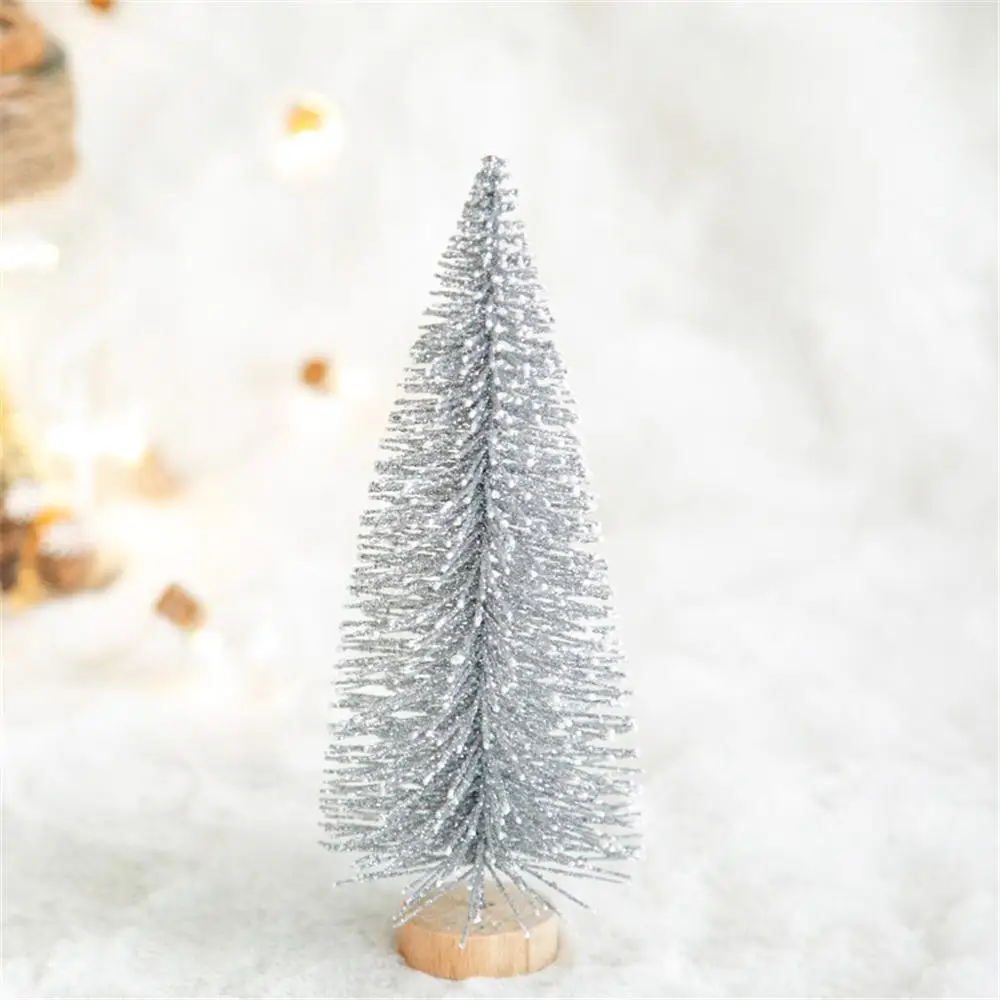 christmas table decor Mini Christmas Tree Xmas Artificial With Wood Base Desktop Ornaments Home Party Decor kerstboom 4FM | Дом и сад