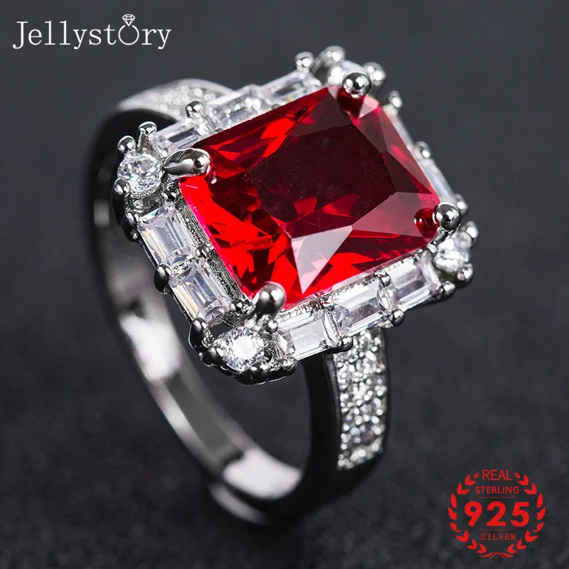 Классические серебряные ювелирные изделия Jellystory 925 кольца с прямоугольной