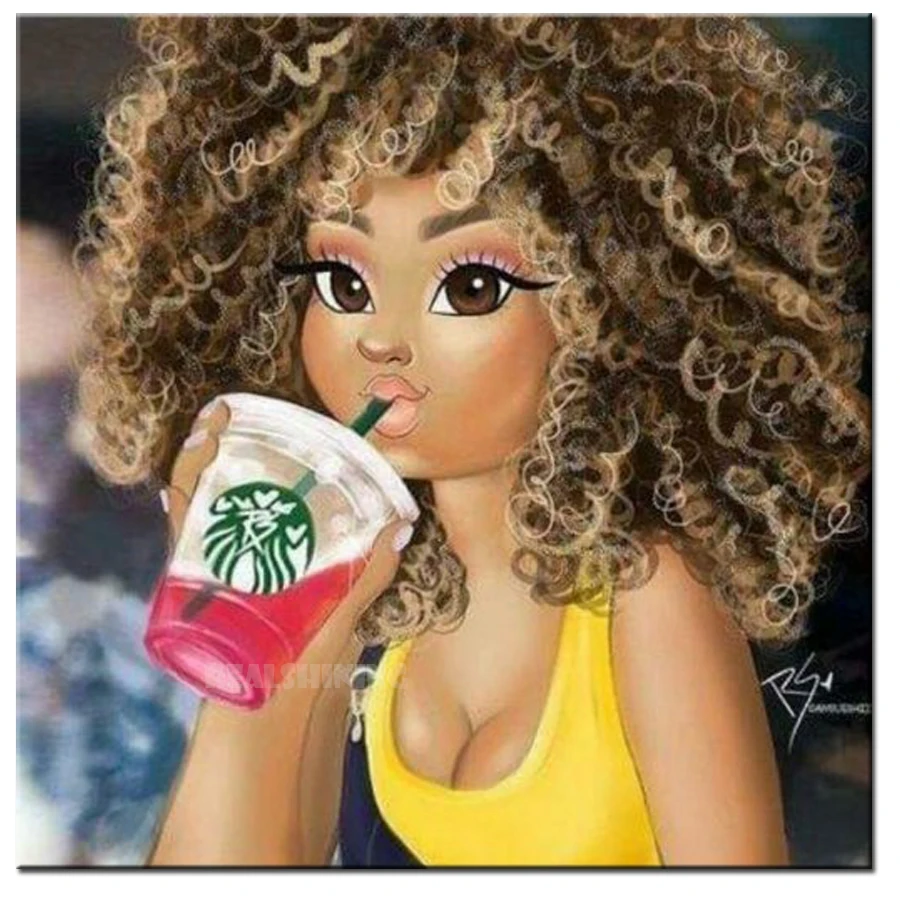 Алмазная вышивка в виде сока африканской и американской девушки 3d Ручная работа